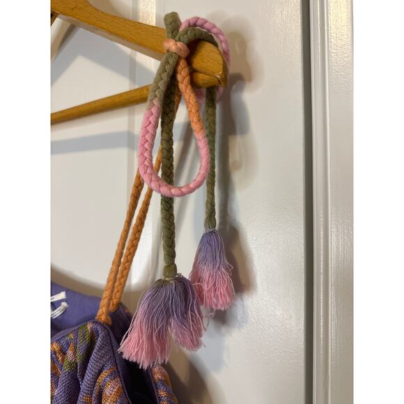 Anthropologie NWT Purple Flounce Knit Tassel Tie Strap Cropped Tank Top Sz Large - Picture 6 of 12